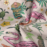 Tropical Tiki Mask Hawaiian Shirts, Flamingo Hawaii Button Down Long Sleeve Shirt - The Palmix